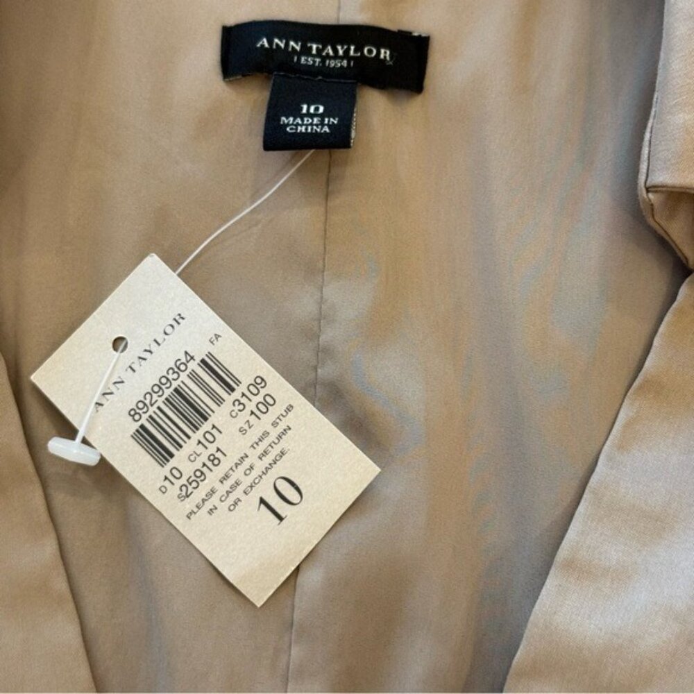 Ann Taylor Sleeveless Khaki Tan Cotton Blend Dress Size 10 Belted Pockets NWT - Picture 8 of 11